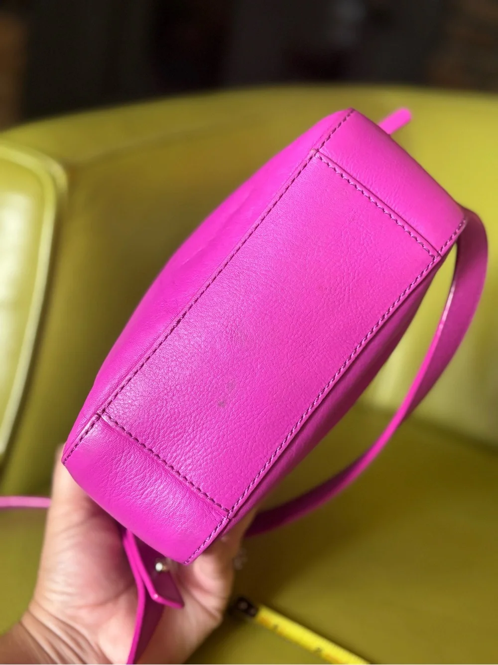 Kate Spade New York Hot Pink Fuchsia Leather Turnlock Crossbody Camera Bag
